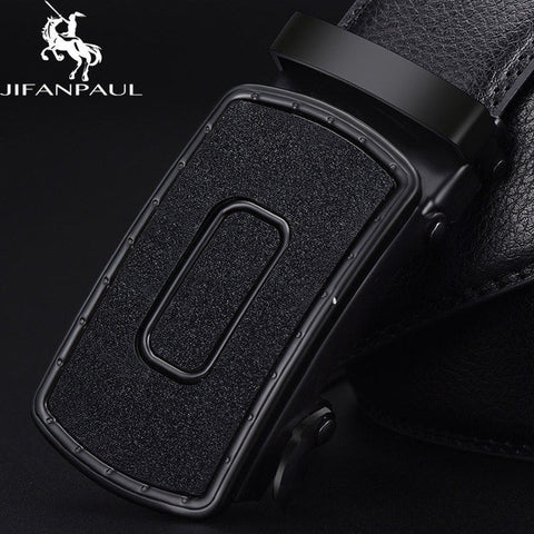 JIFANPAUL brand men's leather genuine belt black fashion alloy luxury automatic buckle youth leather simple business men's belt