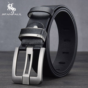 JIFANPAUL Brand Genuine Men's Leather Fashion Belt Alloy Material Pin Buckle Business Retro Men's Jeans Wild High Quality  Belts