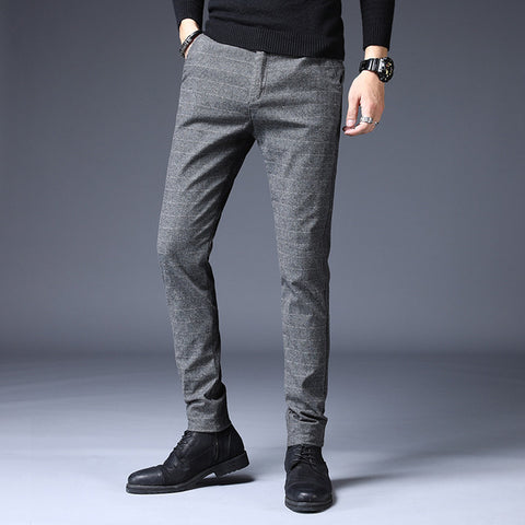 Autumn Winter Fashion High Quality Men Pants Straight Long Male Classic Business Cotton thick England Plaid Casual Full Trousers