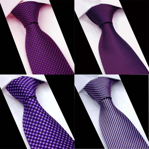 CityRaider Brand Cravate 2019 New Solid Purple Neck Ties For Mens Slim Wedding Tie 8cm Width Mens Gravata Neckties Silk CR025