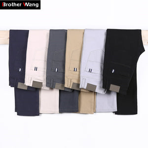 6 Color Casual Pants Men 2019 Spring New Business Fashion Casual Elastic Straigh Trousers Male Brand Gray White Khaki Navy