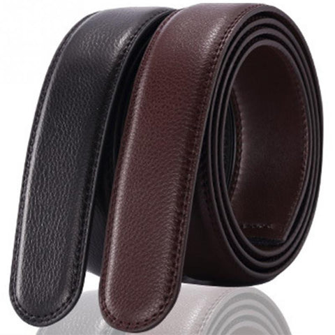 Men Leather Belt No Buckle 3.5cm Wide Leather Belt Durable Without Automatic Buckle Strap Wear-resistant Smooth Men Belt #20