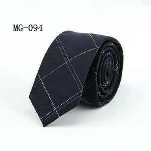 TagerWilen Neck Ties For Men 6cm Skinny Denim Cotton Ties Black Blue Solid Necktie Plaid Striped Narrow Gravata Business T-02