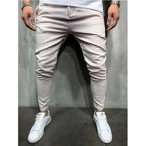 TJWLKJ Men's pants men's checked pants striped hip hop slim casual trousers fashion sweatpantsmen's overalls punk pants joggers