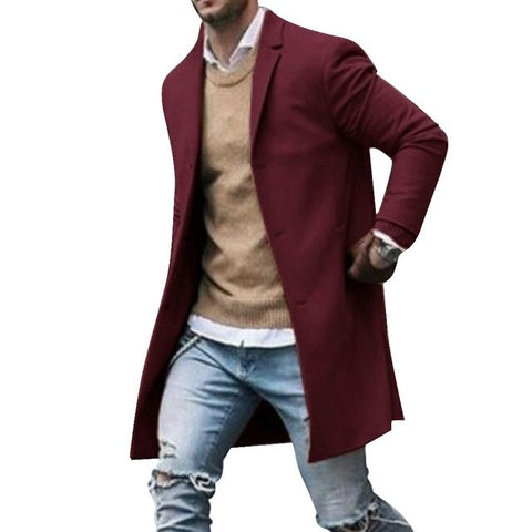 Mens Wool Jackets Winter Men's High-quality Wool Coat Casual Slim Collar Wool Coat Men's Long Cotton Collar Trench Coat