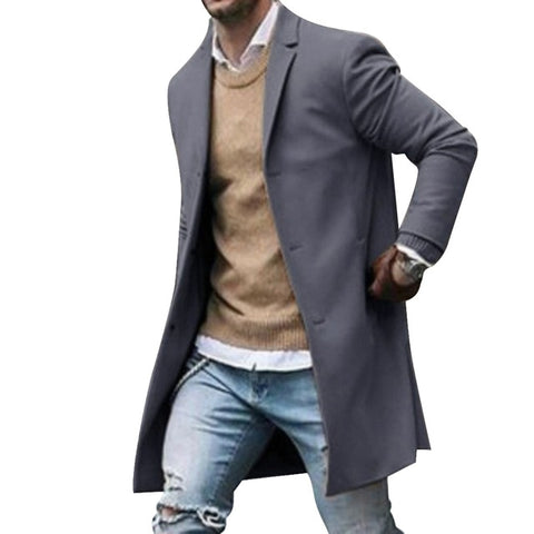 Mens Wool Jackets Winter Men's High-quality Wool Coat Casual Slim Collar Wool Coat Men's Long Cotton Collar Trench Coat