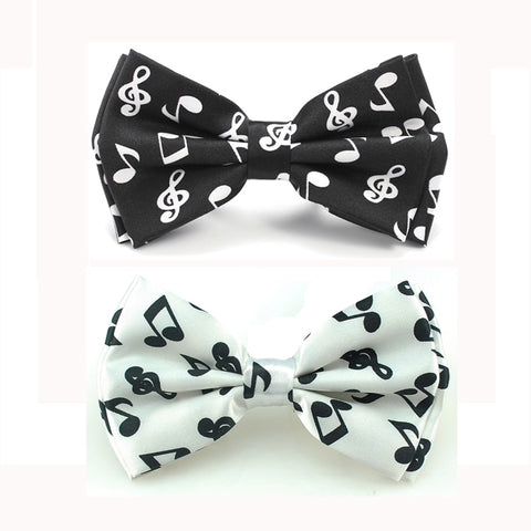 Fashion white Musical Note Black Bow tie for Men Unisex Tuxedo Dress Bowtie Butterfly Brand New fine accessories Free shipping