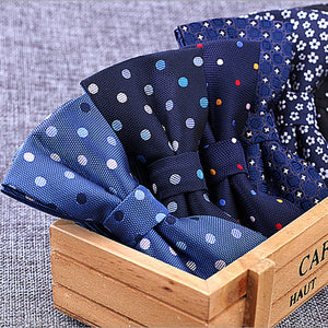 Brand New 100% Microfiber Bowtie Woven Dot Checked Stripped Bow Tie Butterfly Wedding Dress Mens Formal Dot Dog Butterfly Blue