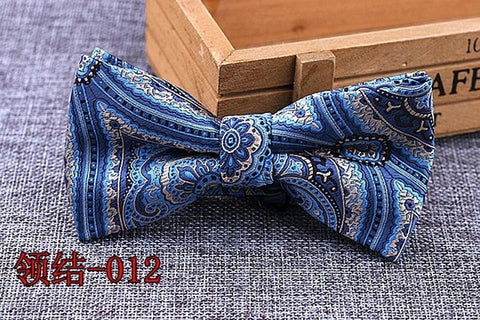 Brand New 100% Microfiber Bowtie Woven Dot Checked Stripped Bow Tie Butterfly Wedding Dress Mens Formal Dot Dog Butterfly Blue