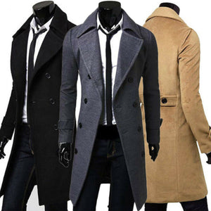 2019 Autumn Winter Men's Trench Coat Warm Thicken Jacket Male Men Smart Casual Woolen Peacoat Long Overcoat Tops Trench Outwear