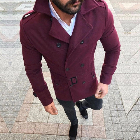 New Fashion Men Trench Coats Autumn Winter Medium Long Fleece Blends Jackets Streetwear British Style Casual Overcoats For Men