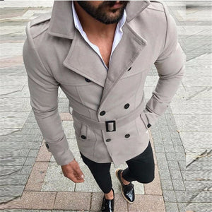 New Fashion Men Trench Coats Autumn Winter Medium Long Fleece Blends Jackets Streetwear British Style Casual Overcoats For Men