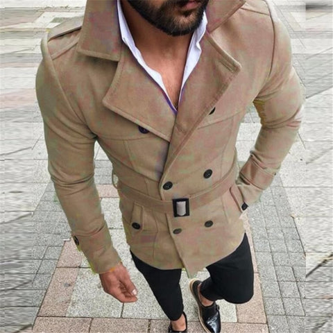 New Fashion Men Trench Coats Autumn Winter Medium Long Fleece Blends Jackets Streetwear British Style Casual Overcoats For Men