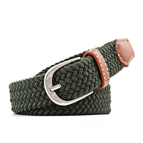 Men Women Casual Knitted Pin Buckle Belt Woven Canvas Elastic Stretch Belts Plain Webbing 2019 Fashion 100-120cm