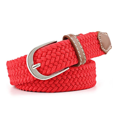 Men Women Casual Knitted Pin Buckle Belt Woven Canvas Elastic Stretch Belts Plain Webbing 2019 Fashion 100-120cm