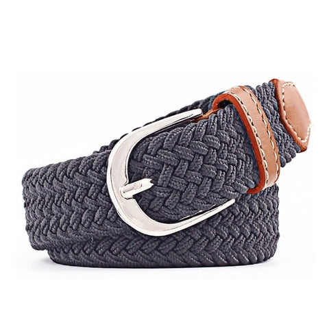 Men Women Casual Knitted Pin Buckle Belt Woven Canvas Elastic Stretch Belts Plain Webbing 2019 Fashion 100-120cm