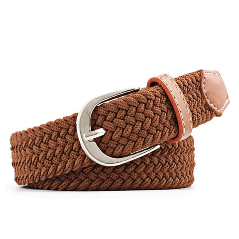 Men Women Casual Knitted Pin Buckle Belt Woven Canvas Elastic Stretch Belts Plain Webbing 2019 Fashion 100-120cm