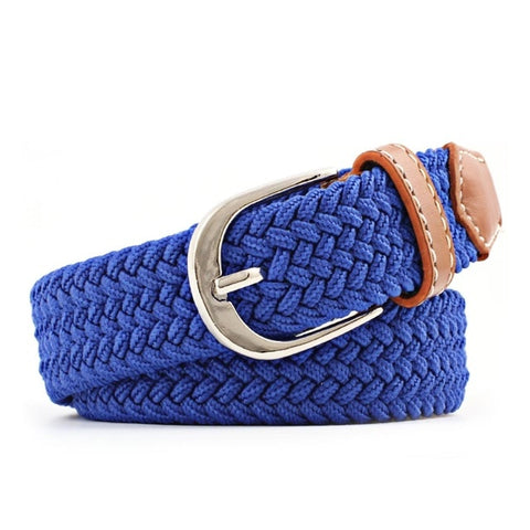 Men Women Casual Knitted Pin Buckle Belt Woven Canvas Elastic Stretch Belts Plain Webbing 2019 Fashion 100-120cm