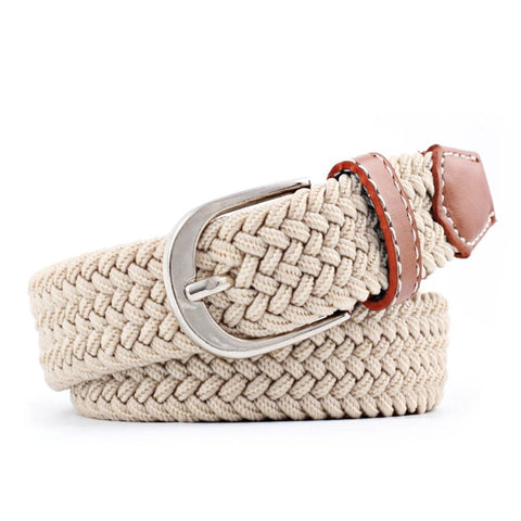 Men Women Casual Knitted Pin Buckle Belt Woven Canvas Elastic Stretch Belts Plain Webbing 2019 Fashion 100-120cm