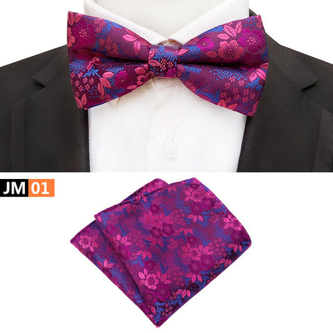 New Formal Butterfly Blue Luxury Jacquard Weave Bow Ties Set Gravata Bowties Pocket Square Handkerchief Bowtie Suit for Wedding