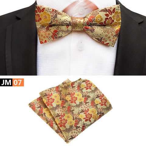 New Formal Butterfly Blue Luxury Jacquard Weave Bow Ties Set Gravata Bowties Pocket Square Handkerchief Bowtie Suit for Wedding