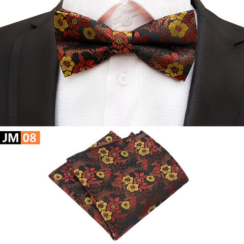 New Formal Butterfly Blue Luxury Jacquard Weave Bow Ties Set Gravata Bowties Pocket Square Handkerchief Bowtie Suit for Wedding