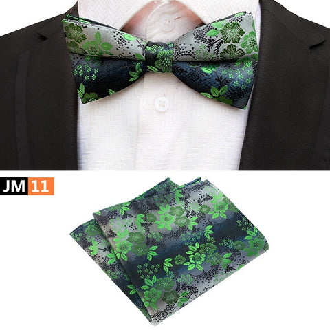 New Formal Butterfly Blue Luxury Jacquard Weave Bow Ties Set Gravata Bowties Pocket Square Handkerchief Bowtie Suit for Wedding