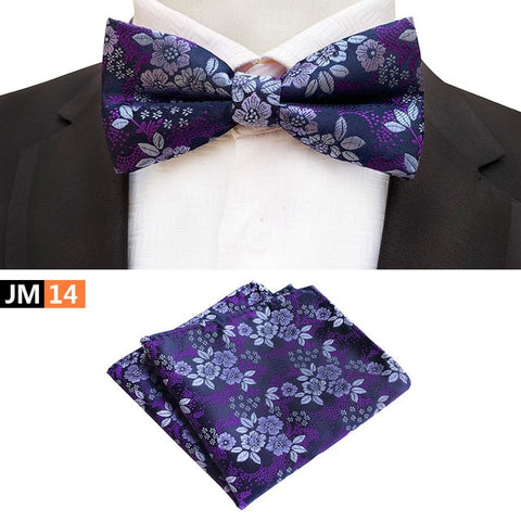 New Formal Butterfly Blue Luxury Jacquard Weave Bow Ties Set Gravata Bowties Pocket Square Handkerchief Bowtie Suit for Wedding