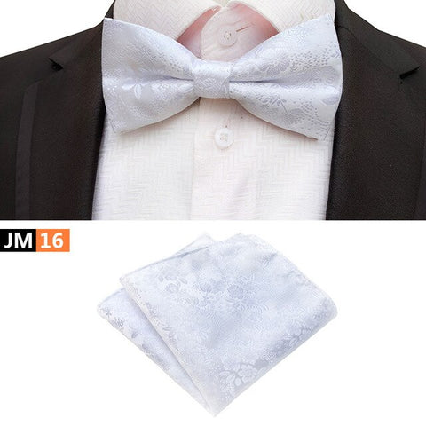 New Formal Butterfly Blue Luxury Jacquard Weave Bow Ties Set Gravata Bowties Pocket Square Handkerchief Bowtie Suit for Wedding