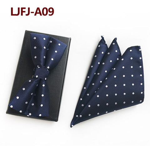 New Formal Butterfly Blue Luxury Jacquard Weave Bow Ties Set Gravata Bowties Pocket Square Handkerchief Bowtie Suit for Wedding