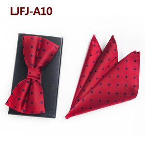 New Formal Butterfly Blue Luxury Jacquard Weave Bow Ties Set Gravata Bowties Pocket Square Handkerchief Bowtie Suit for Wedding