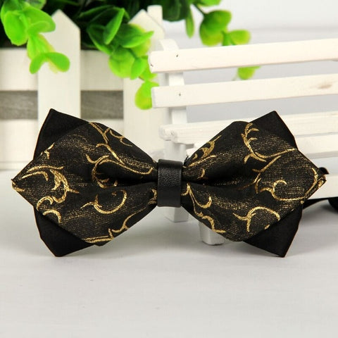 mens bow tie red pointed black and gold fashion butterfly party wedding bow ties for men's girls boys bowtie kids be usable