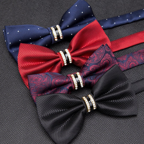 Men Luxurious Bowtie Groom Mens Striped Plaid Cravat Gravata Fashion Butterfly Wedding Bow Ties for Male Accessories Gifts Tie