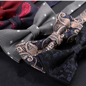 luxur bow tie men Jacquard Woven 100% Silk Solid Polka Dots Stripe Yellow Navy Blue red wedding gift butterfly black Boys bowtie