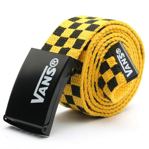 Mens Women's belt Waistband 110cm Black White Plaid Belt Canvas Checkerboard Belts Cummerbunds Canvas Waist Belts Casual Checker