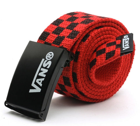 Mens Women's belt Waistband 110cm Black White Plaid Belt Canvas Checkerboard Belts Cummerbunds Canvas Waist Belts Casual Checker