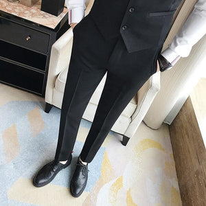 2019 Spring and Summer Men's Trousers, Fashion Pure White Pants , Fashion Japan Style Simple Business Casual Trousers Men