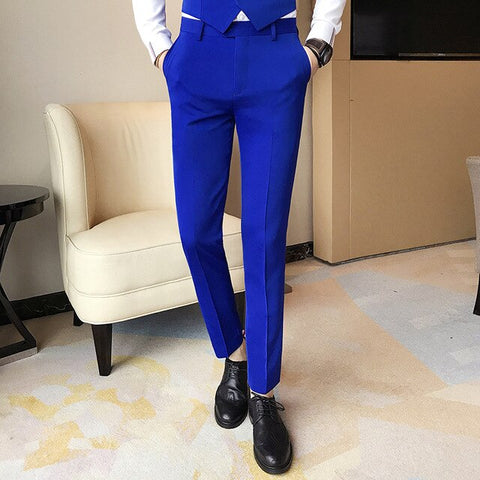 2019 Spring and Summer Men's Trousers, Fashion Pure White Pants , Fashion Japan Style Simple Business Casual Trousers Men