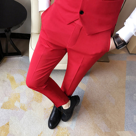 2019 Spring and Summer Men's Trousers, Fashion Pure White Pants , Fashion Japan Style Simple Business Casual Trousers Men