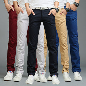 Fashion Men Business Solid Color Slim Straight Trousers Casual Long Pants Man pants Spring Autumn штаны calça masculina