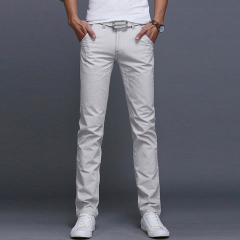 Fashion Men Business Solid Color Slim Straight Trousers Casual Long Pants Man pants Spring Autumn штаны calça masculina