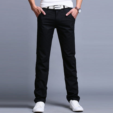 Fashion Men Business Solid Color Slim Straight Trousers Casual Long Pants Man pants Spring Autumn штаны calça masculina