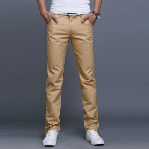 Fashion Men Business Solid Color Slim Straight Trousers Casual Long Pants Man pants Spring Autumn штаны calça masculina