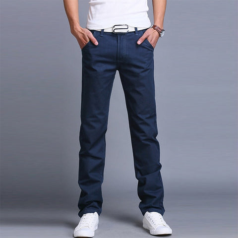 Fashion Men Business Solid Color Slim Straight Trousers Casual Long Pants Man pants Spring Autumn штаны calça masculina