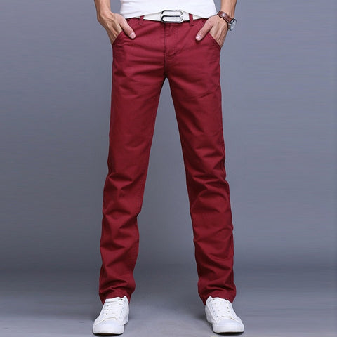 Fashion Men Business Solid Color Slim Straight Trousers Casual Long Pants Man pants Spring Autumn штаны calça masculina