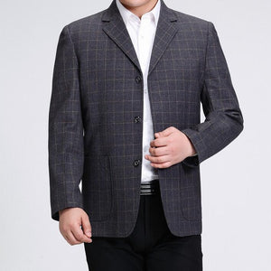 Male lattice suit quinquagenarian men's clothing business men casual suits autumn and winter costume homme plus size S - 3XL