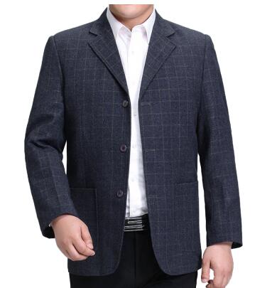 Male lattice suit quinquagenarian men's clothing business men casual suits autumn and winter costume homme plus size S - 3XL