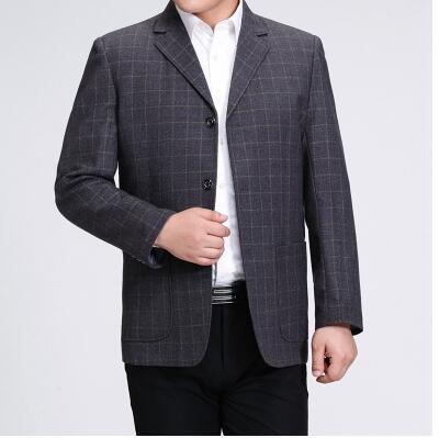 Male lattice suit quinquagenarian men's clothing business men casual suits autumn and winter costume homme plus size S - 3XL