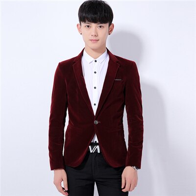 Cigna Men's Long Sleeve Blazer Business Casual Blazers Coats Men Wedding Banquet Male Suit Jackets Corduroy Fabric Size S 3XL