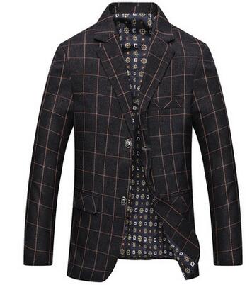 Spring and summer new middle - aged suit men 's lattice suits leisure coat elderly men' s casual suit single-breasted blazer 1